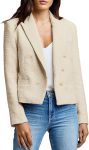 Women's Lightweight Cropped Blazer Jacket Open Front Long Sleeve Business Casual Coat with Side Pockets